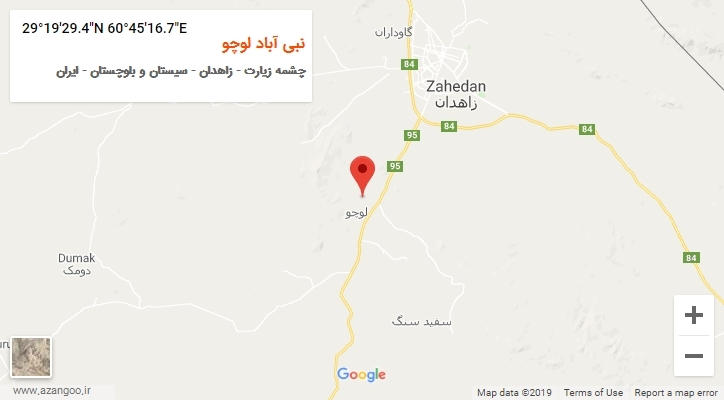 روستای نبی آباد لوچو بر روی نقشه