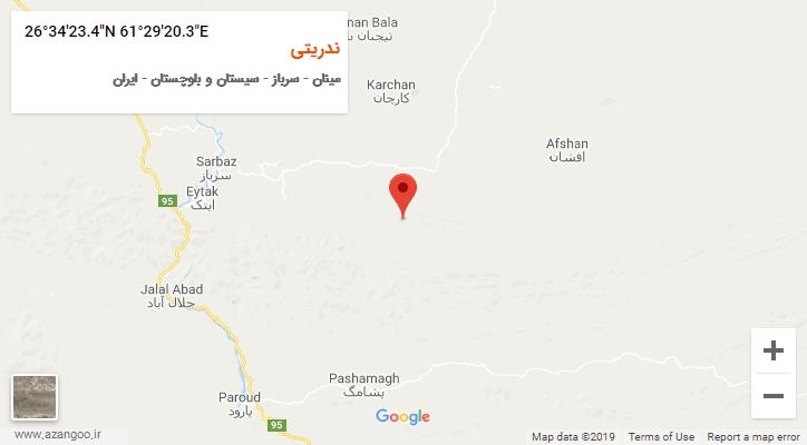 روستای ندریتی بر روی نقشه