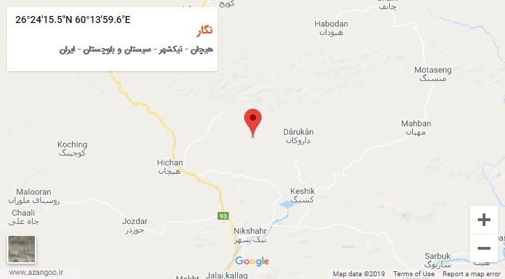 روستای نگار بر روی نقشه