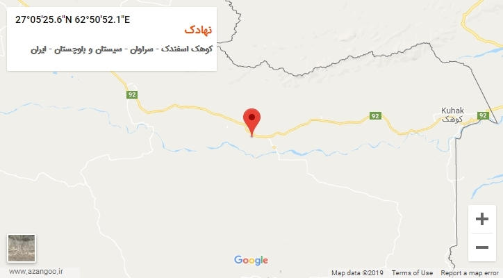 روستای نهادک بر روی نقشه