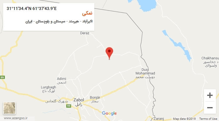 روستای نمکی بر روی نقشه