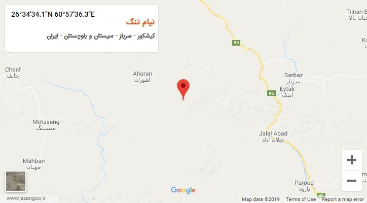 روستای نیام تنگ بر روی نقشه