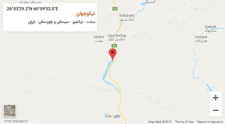 روستای نیکوجهان بر روی نقشه