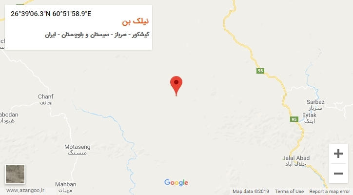 روستای نیلک بن بر روی نقشه