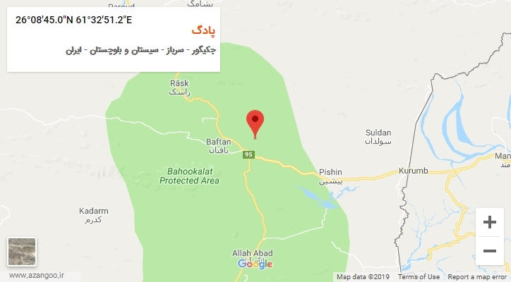 روستای پادگ بر روی نقشه
