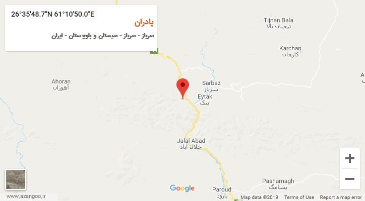 روستای پادران بر روی نقشه