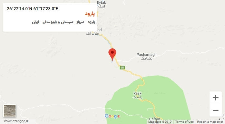 روستای پارود بر روی نقشه
