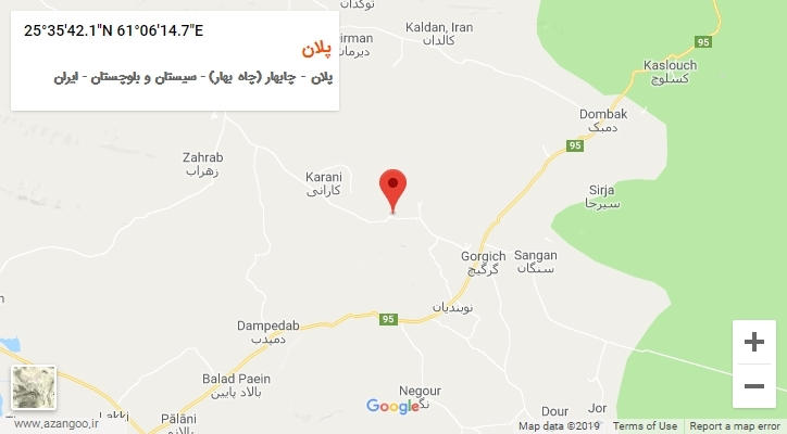 روستای پلان بر روی نقشه