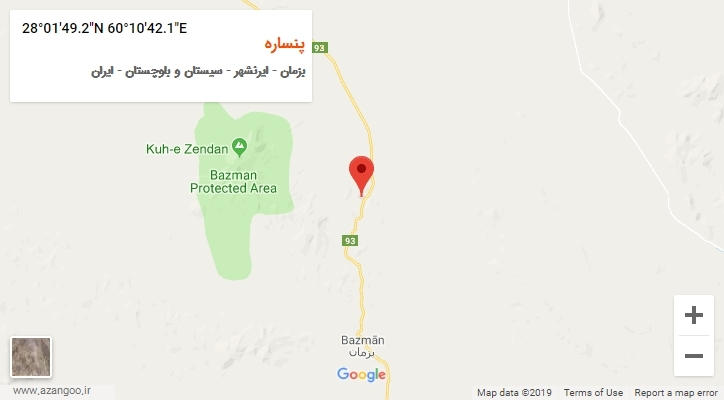 روستای پنساره بر روی نقشه