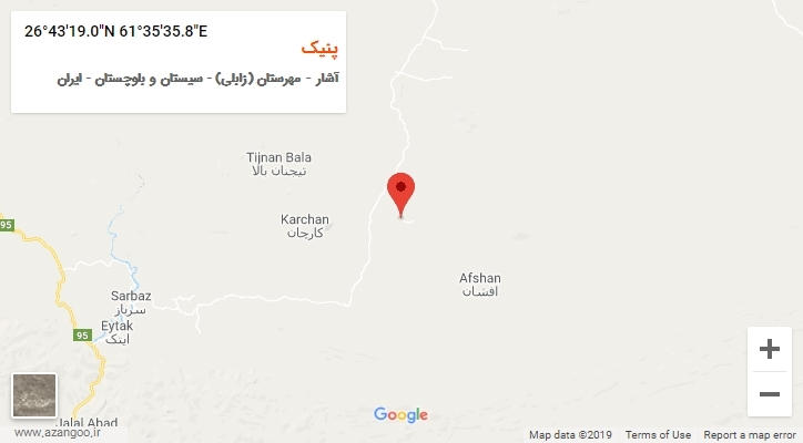 روستای پنیک بر روی نقشه