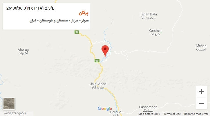 روستای پرکان بر روی نقشه