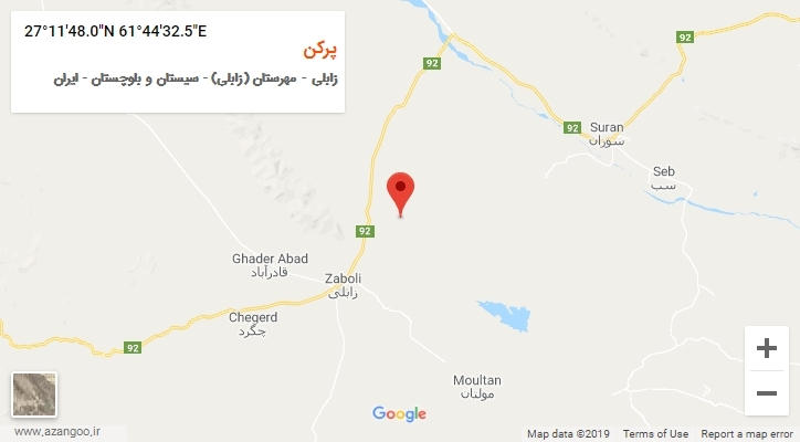 روستای پرکن بر روی نقشه