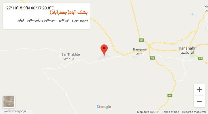 روستای پشک آباد(جعفرآباد) بر روی نقشه