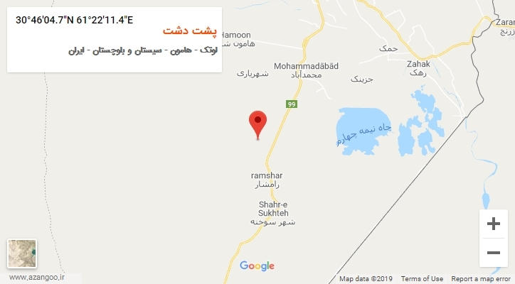 روستای پشت دشت بر روی نقشه