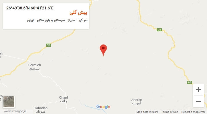 روستای پیش گلی بر روی نقشه