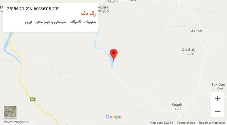روستای رگ دف بر روی نقشه