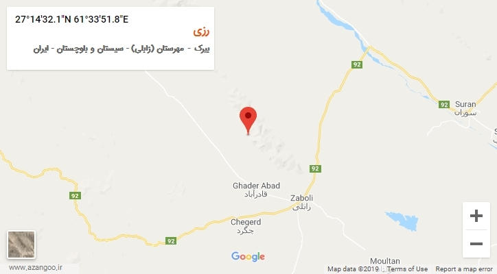 روستای رزی بر روی نقشه