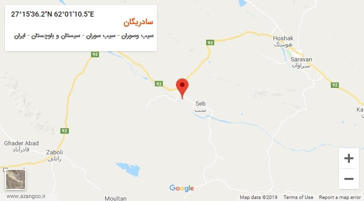 روستای سادریگان بر روی نقشه