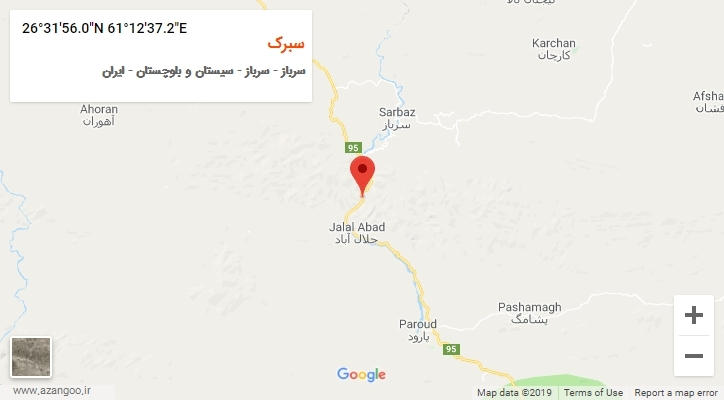 روستای سبرک بر روی نقشه