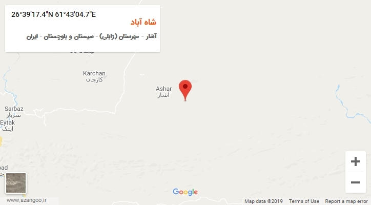 روستای شاه آباد بر روی نقشه