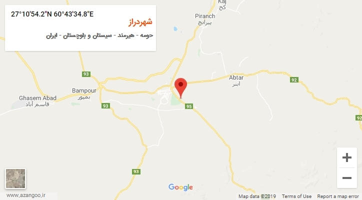 روستای شهردراز بر روی نقشه
