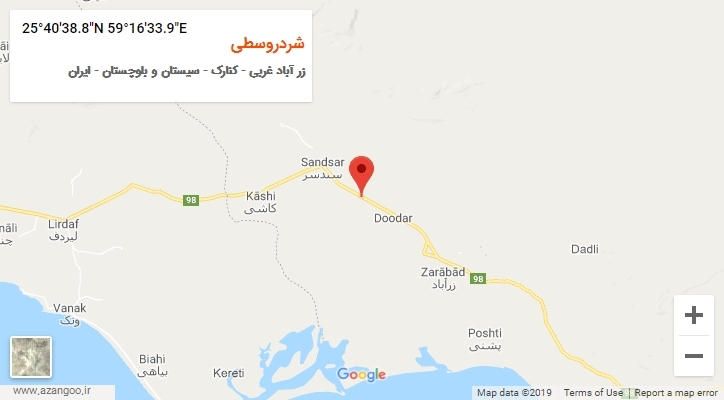 روستای شردروسطی بر روی نقشه