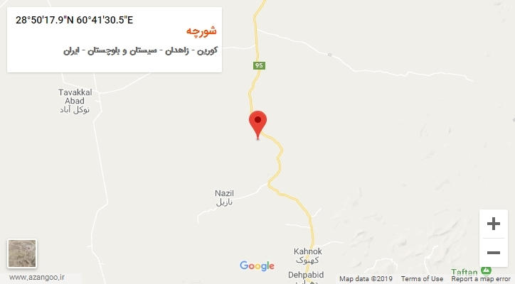 روستای شورچه بر روی نقشه