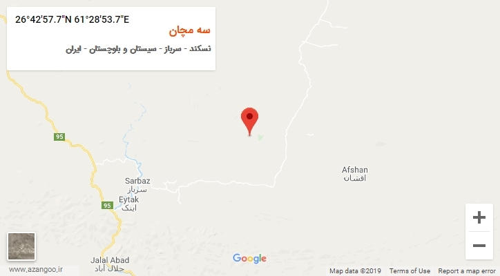 روستای سه مچان بر روی نقشه