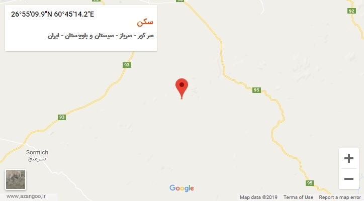 روستای سکن بر روی نقشه