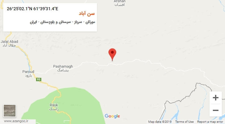 روستای سن آباد بر روی نقشه