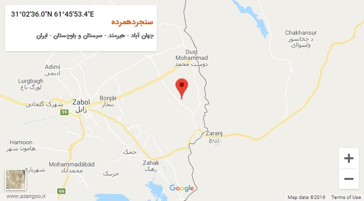 روستای سنجردهمرده بر روی نقشه