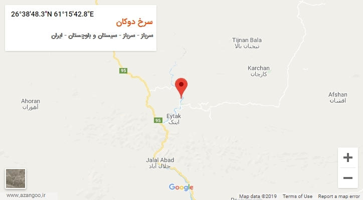 روستای سرخ دوکان بر روی نقشه
