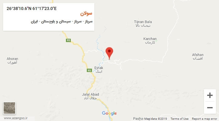 روستای سولان بر روی نقشه