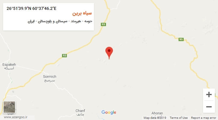 روستای سیاه برین بر روی نقشه