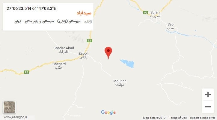 روستای سیدآباد بر روی نقشه