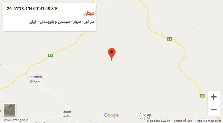 روستای تهتان بر روی نقشه