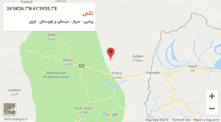 روستای تکش بر روی نقشه