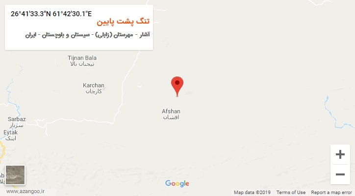 روستای تنگ پشت پایین بر روی نقشه
