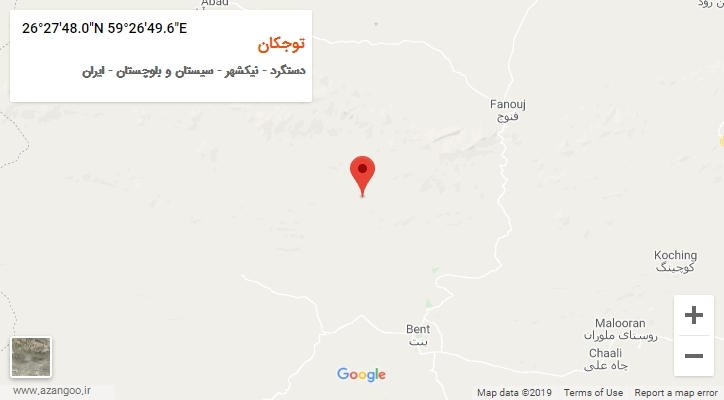 روستای توجکان بر روی نقشه