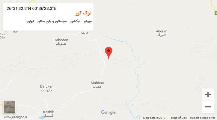 روستای توک کور بر روی نقشه