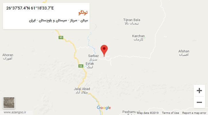 روستای تولگو بر روی نقشه