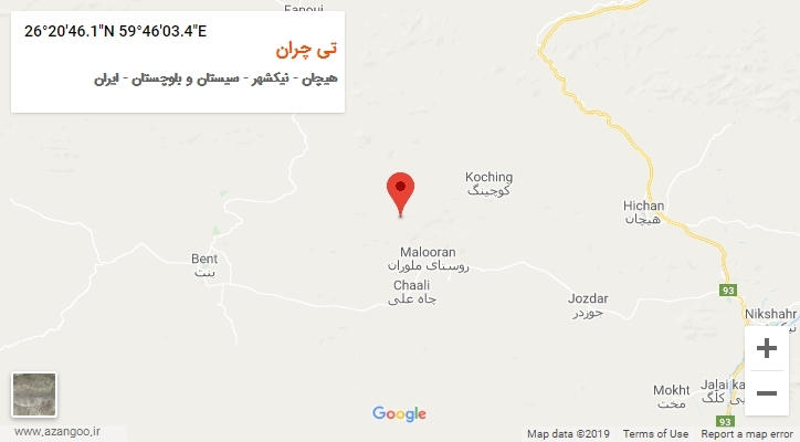 روستای تی چران بر روی نقشه