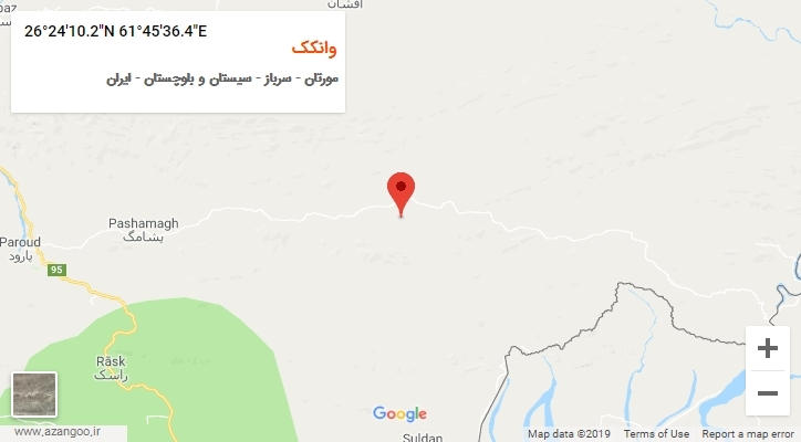 روستای وانکک بر روی نقشه