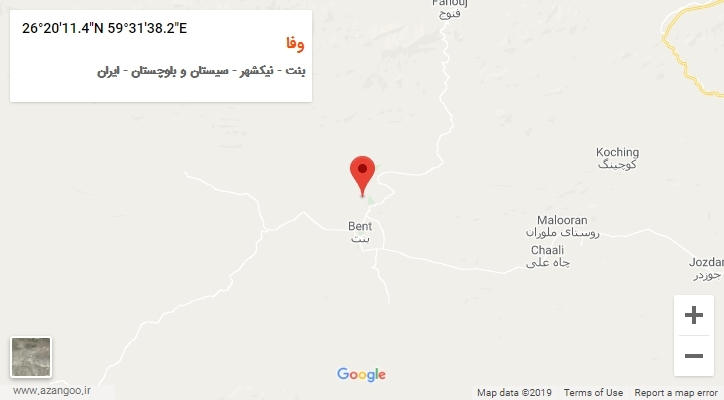 روستای وفا بر روی نقشه