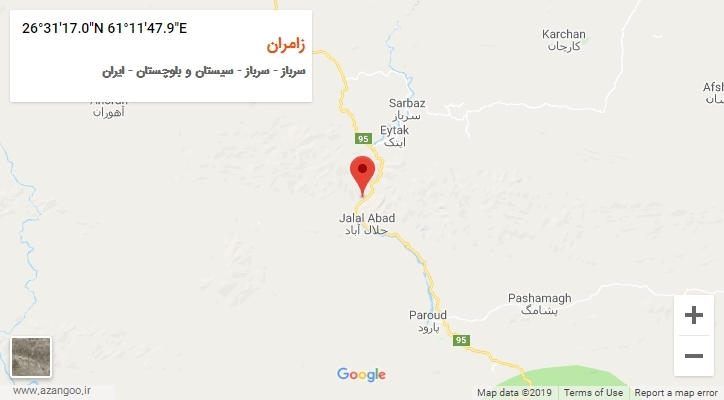 روستای زامران بر روی نقشه