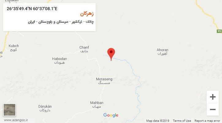 روستای زهرکان بر روی نقشه