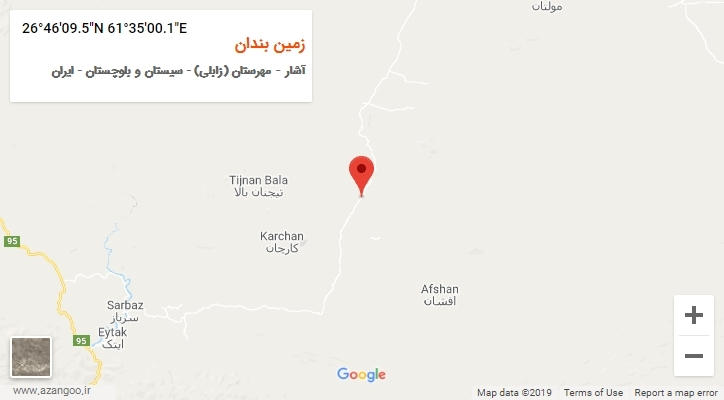 روستای زمین بندان بر روی نقشه