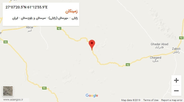 روستای زمینکان بر روی نقشه