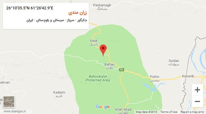روستای زران مندی بر روی نقشه