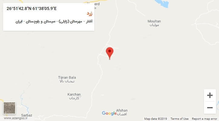 روستای زرد بر روی نقشه